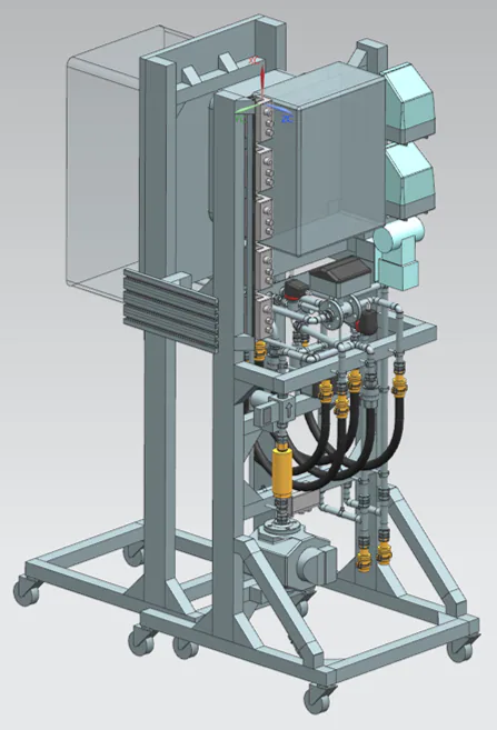 CAD model of a domestic boiler test rig.
